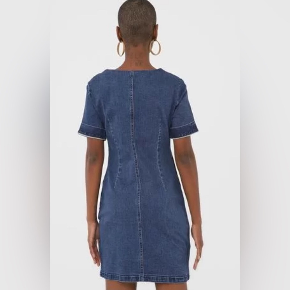 NWT Desigual Blue Denim Short Sleeve Mini Jean Dress Size 34 US 4 - Picture 3 of 16
